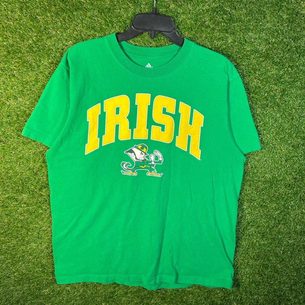 Adidas Notre Dame Fighting‎ Irish T-Shirt Mens Large Green Leprechaun NCAA